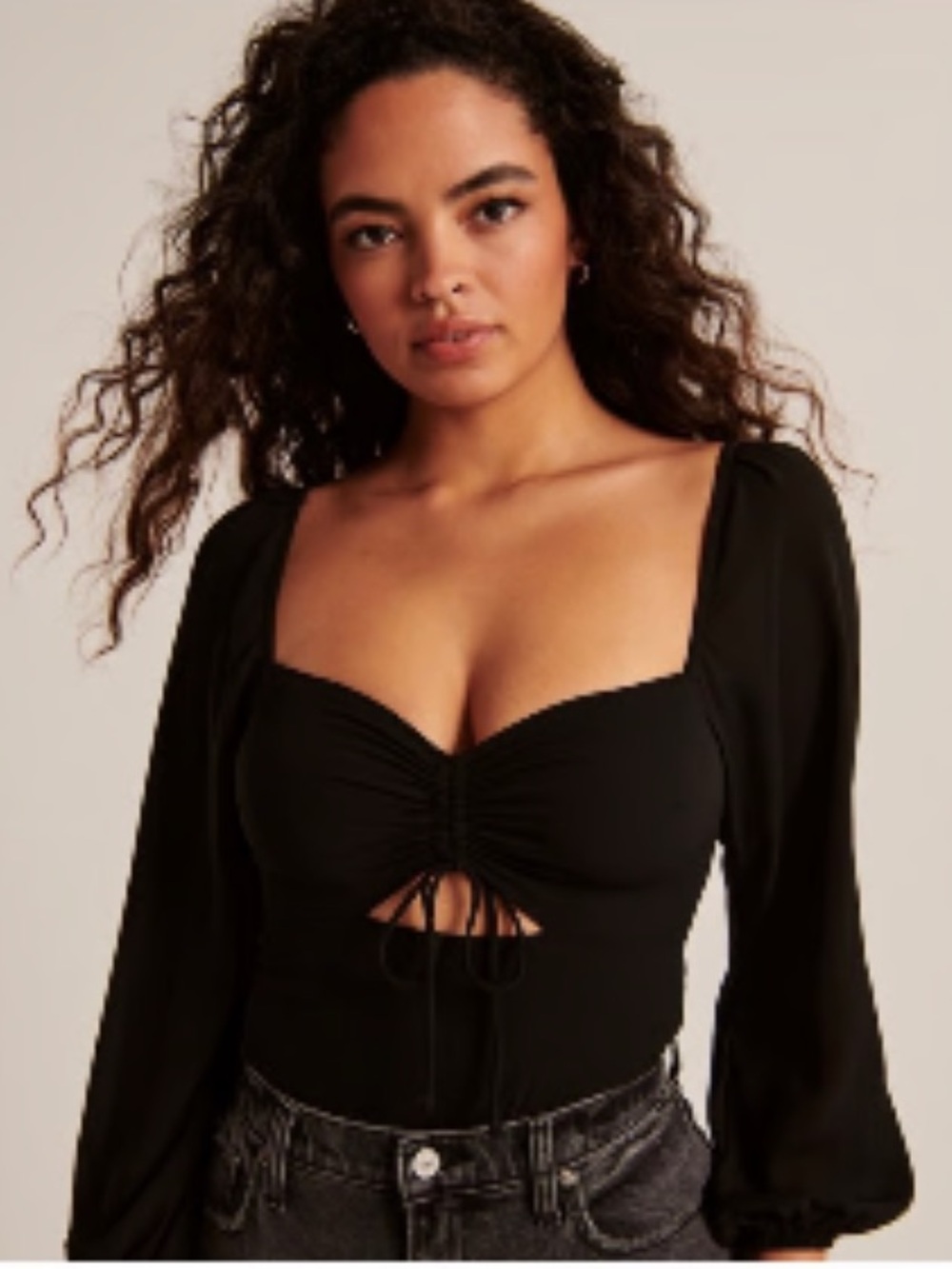 Abercrombie & Fitch Black Cut Out Long Sleeve Blouse